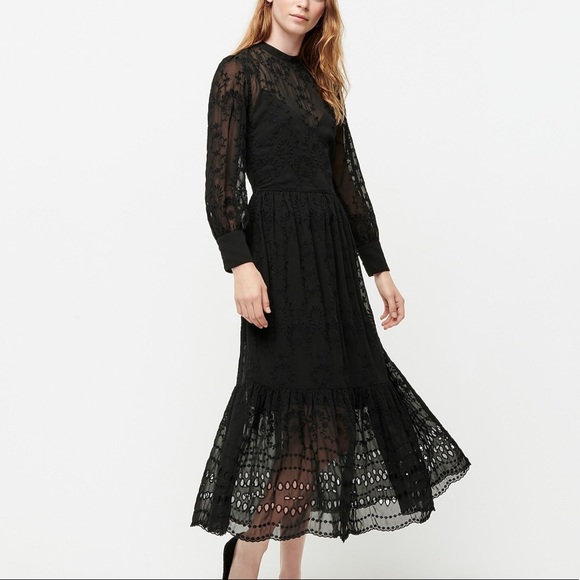 long sleeve embroidered midi dress